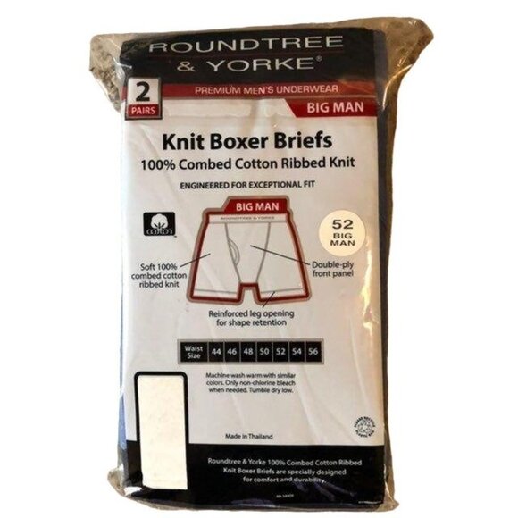 Roundtree Yorke Boxer Briefs 2-Pack Size 52 Big Man Blue Navy Cotton NEW - Picture 3 of 6